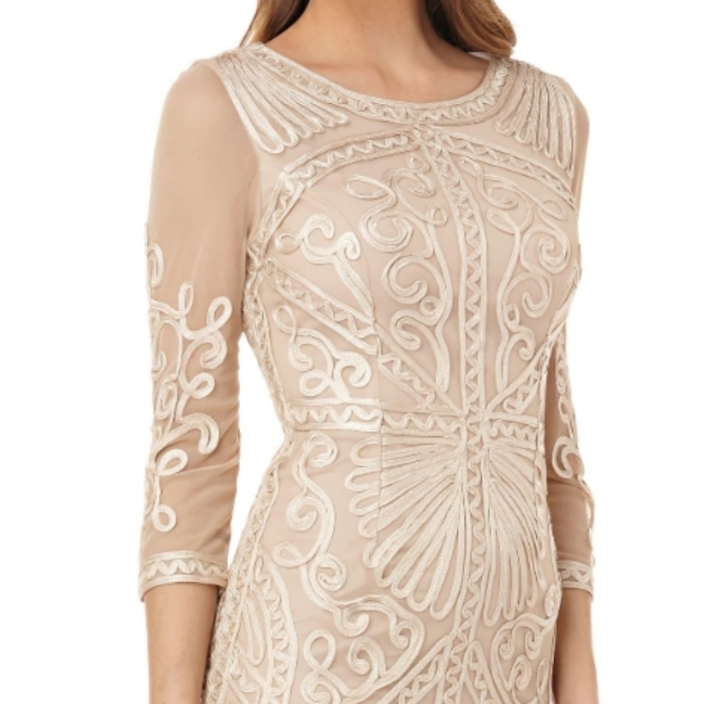 Sheer sleeve sheath JS collection dress - Picture 4 of 7